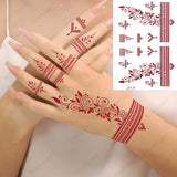 Lianfudai Red-brown Henna Tattoo Stickers Temporary Tattoos for Women Mandala Mehndi Stickers for Hand Women's Body Protection Fake Tattoo