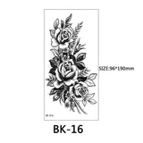 Lianfudai Sketch Flowers Sketch Tattoo Rose Blossoms Black and White Flowers Temporary Tattoos Sticker size: