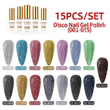 Lianfudai Disco Gel Nail Polish 30 Colors Set Reflective Glitter Gel Polish Sparkling Sequins Varnish Soak Off UV LED Nail Art Gel