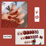 Lianfudai 24p Artifical Fake Nails Full Coverage False Nails White Clouds French Long Wearing Reusable Nail Coffin Ballerina Press on Nail