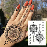 Lianfudai Black Henna Tattoo Stickers Temporary Tattoo for Women Wedding Lace Flower Mehndi Tattoo Waterproof Fake Tatoo Festival Body Art