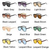 Lianfudai Fashion Pilot Oversized Sunglasses Woman Personality Double Bridges Sun Glasses Female Retro Leopard Orange Mirror Eyewear