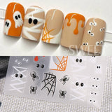 Lianfudai 3D Halloween Nail Stickers Cartoon Mummy Bandages Ghost Eyes Pumpkin Spider Web Blood Drops DIY Winter Matte Nail Art Decoration