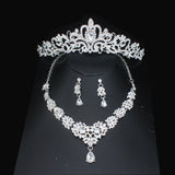 Lianfudai Luxury Crystal Wedding Bridal Jewelry Sets For Women Girl Tiara/Crown Earrings Necklace Pageant Prom Jewelry Accessories