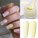 Lianfudai  Jelly Nude Gel Nail Polish 10ml Light Pink Peach Translucent Color UV Light Cure Gel Varnish Nail Art DIY at Home