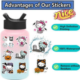 Lianfudai 10/52PCS Cute Halloween Hello Kitty My Melody Decoration Stickers Toy DIY Kids Water Bottle Luggage Laptop Waterproof Sticker