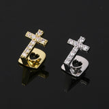 Lianfudai Small Cross Iced Out Teeth Grillz Hip Hop Top & Bottom Grills Dental Mouth Punk Teeth Caps Cosplay Party