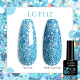 Lianfudai 7ML Aurora Top Coat Sparking Gel Nail Polish Semi Permanent UV Gel 2 In 1 Function Top Coat UV LED Nail Art Gel Varnish