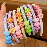 Lianfudai New Girl Headband Cute Love Heart Flower Toothed Hairbands Children Kids Lovely Hair Decorate Hair Hoops Fashion Hair Accessorie