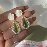 Lianfudai Cute Summer Beach White Flower Pendant Earrings for Womne Wedding Party Aesthetic Jewelry