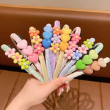 Lianfudai New Girl Headband Cute Love Heart Flower Toothed Hairbands Children Kids Lovely Hair Decorate Hair Hoops Fashion Hair Accessorie