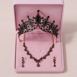 Lianfudai Bridal Jewelry Sets Crown Necklace Earrings Four Pack Silver Colour Women's Fashion Wedding Tiaras(excluding boxes)