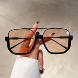 Lianfudai Vintage Oversized Sunglasses Fashion Men Women Square Shades Eyewear Trendy Ins Popular Brand Design UV400 Sun Glasses