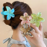 Lianfudai Summer Acrylic Flower Hair Clip for Women Marble Texture Hair Claws Clips Trendy Girl Hairpin Korean Hair Accessories Headwear