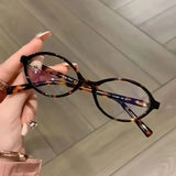 Lianfudai Y2K Retro Oval Frame Glasses Women Female  Sweet Cool Eyewear Trend Reading Computer Anti Blue Light Eyeglasses