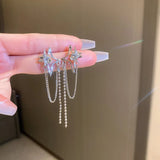 Lianfudai New Sweet Cool Wind Love Tassel Star Earrings Women Design Senior Sense of Fashion Personality Earring Party Jewelry Gift