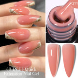 Lianfudai 7ML Jelly Pink Peach Quick Extension Gel Nail Polish Nude Transparent Color Finger Prolong Rubber Base Construction Gel