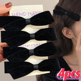 Lianfudai French Black Velvet Bow Hair Clip Fashion Retro Girl Barrettes Cute Women Bobby Pin Ribbon Bowknot Hairside Headwear Accessories