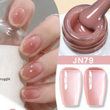 Lianfudai  Jelly Nude Gel Nail Polish 10ml Light Pink Peach Translucent Color UV Light Cure Gel Varnish Nail Art DIY at Home