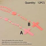 Lianfudai 12 PCS/Lot Factory Wholesale Multi-color Rosary Prayer Beads Classic Old Plastic Cross Pendant Necklaces Catholic Prayer Jewelry