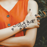 Lianfudai Henna Tattoo Stencils Reusable Painting Stencil for Hand Body Art Flower Temporary Tattoo Template Sleeve Wedding Bride Beauty
