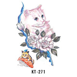 Lianfudai Tatoo Waterproof Cat Japanese Cute Pet Arm Semi Permanent Tattoo Cat Animal Funny Tattoo Sticker Temporary Tattoos for Men Women