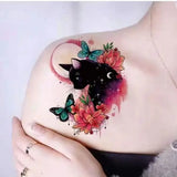 Lianfudai Tatoo Waterproof Cat Japanese Cute Pet Arm Semi Permanent Tattoo Cat Animal Funny Tattoo Sticker Temporary Tattoos for Men Women