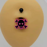 Lianfudai Skull Pink Rose Ombligo Piercing Punk Black Belly Button Ring Short Ghost Umbilical Navel Rings Body Piercing Jewelry