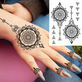 Lianfudai Black Henna Tattoo Stickers Temporary Tattoo for Women Wedding Lace Flower Mehndi Tattoo Waterproof Fake Tatoo Festival Body Art