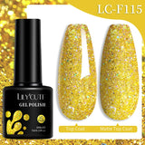 Lianfudai 7ML Quick Extension Gel Nail Polish Gold Foils Glitter Polish Vernis Semi Permanent UV Gel Nail Art Soak Off Hard Gel