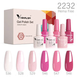 Lianfudai Nail Gel Polish Kit HEMA FREE Nude Pink Color Collection Self Leveling Full Coverage Nail Manicure Set 6Pcs Kit