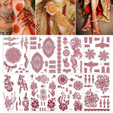 Red Brown Henna Temporary Tattoos Women Henna Sticker for Hand Fake Tatoo Women's Body Protection Tattoo Boho Design Wholesale