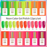 Lianfudai 15ml Gel Nail Polish Set 12PCS Nails All For Manicure Semi-permanent Gel Varnish UV LED Nail Art Neon Gel Polish