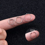 Lianfudai Pack Ring Piercing Ear Fake Stainless Steel Nose Piercing Circular Septu Body Jewelry Hoop Earring Tragus Cartilalge Piercing