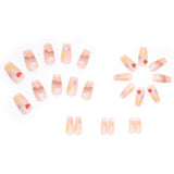 Lianfudai 24P Cute Childlike Rainbow Nail Art Full Cover Artificial Fake Nails Wearing Reusable False Nails Ballerina Press on Nail Art