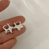 Lianfudai Silver Vintage Simpe Star Earrings For Women Trendy Earring Jewelry Prevent Allergy Party Accessories Gift