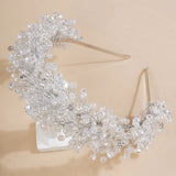 Lianfudai Luxury Pearl Crystal Bridal Crown Headpieces Handmade Party Wedding Hair Accessories Vintage Rhinestone Women Headband Tiaras