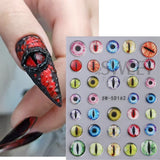 Lianfudai 5D Relief Skeleton Hand Halloween Nail Art Stickers Devil's Eye Slider Decal DIY Manicure Decoration Tips Nail Accessories Tools