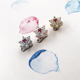 Lianfudai  Micro Dermal Anchor Top Skin Drivers Surface Dermal Piercing Flower Heads Charming CZ Implant Body Jewelry 14g