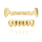 Lianfudai 18kGold Plated Hippop Teeth Fashiona Personality Halloween Tiger Teeth Vampire Smooth Tooth Decoration Golden Silver Punk Teeth