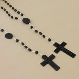 Lianfudai 12 PCS/Lot Factory Wholesale Multi-color Rosary Prayer Beads Classic Old Plastic Cross Pendant Necklaces Catholic Prayer Jewelry