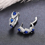 Lianfudai Droplet Shiny Synthetic Gems Decor Hoop Earrings Elegant Simple Style Banquet Party Ear Ornament Female Gift