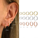 Lianfudai 1Pair Single Minimal Gold Color Tiny Cartilage Hoop Earrings Stainless Steel Trendy Glossy Small Huggie Earring Piercing Jewelry