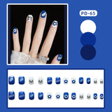 Lianfudai 24P Cute Childlike Rainbow Nail Art Full Cover Artificial Fake Nails Wearing Reusable False Nails Ballerina Press on Nail Art