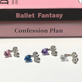 Lianfudai Cute Bowknot Love Heart 316L Stainless Steel Annular Ear Bone Nail Fashion Delicate Zircon Earring for Women Y2K Punk Jewelry