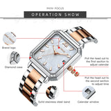 Lianfudai Rectangular Wrist Watches for Women Fashion Square Case Ladies Watches Luxury Brand Stainless Steel Band Quartz Clock