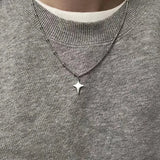 Lianfudai Simple Trendy Star Hollow Choker Necklace Pendant Neck Jewelry Accessories Women Men's Fashion Party Chain Necklace