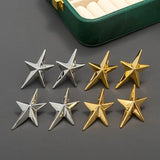 Lianfudai Simple Metal Geometric Five-pointed Star Earrings For Women European American Style Earrings Independence Day Jewelry