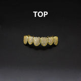 Lianfudai Teeth Grillz Set For Unisex Top Bottom Mouth Gold Silver Color Teeth Grills Tooth Cap Removable Dental Fashion Jewelry