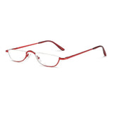 Lianfudai New Half Moon Metal Spring Hinge Reading Glasses Half Frame Ultra Light Resin Eyeglasses Vision Care +1.00~+4.0 Diopter